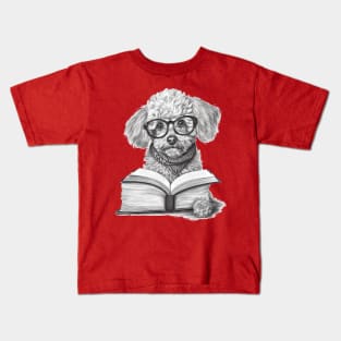 Poodle reading book Kids T-Shirt